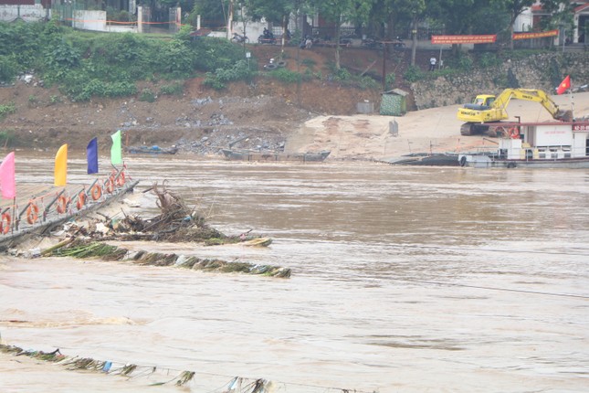 Nước sông Hồng dâng cao, cầu phao Phong Châu tạm dừng hoạt động ảnh 3