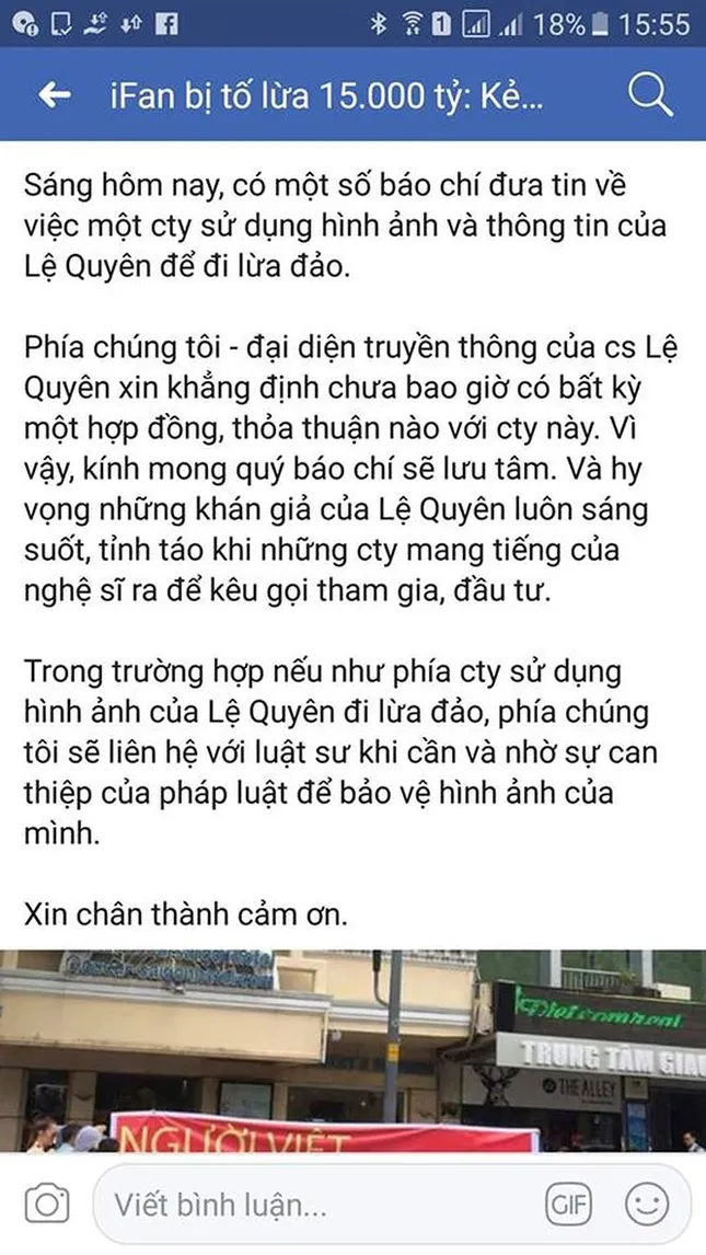 Ca sĩ Lệ Quyên lên tiếng về vụ nghi lừa 15.000 tỉ đồng ảnh 1