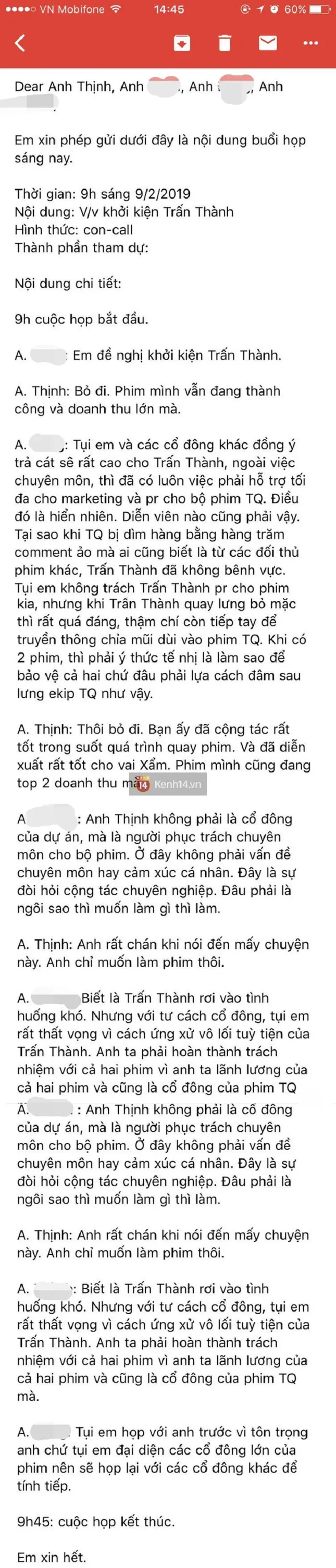 Showbiz 10/2: Các cổ đông 'Trạng Quỳnh' quyết khởi kiện Trấn Thành? ảnh 1