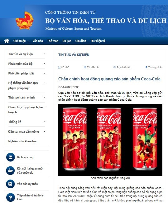 Bộ Văn hóa chấn chỉnh Coca-Cola quảng cáo không đúng thuần phong mỹ tục ảnh 1