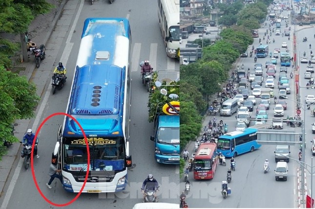Xe khách &apos;diễu phố&apos; gây ùn tắc, hỗn loạn giao thông trước kỳ nghỉ lễ 30/4-1/5 ảnh 1