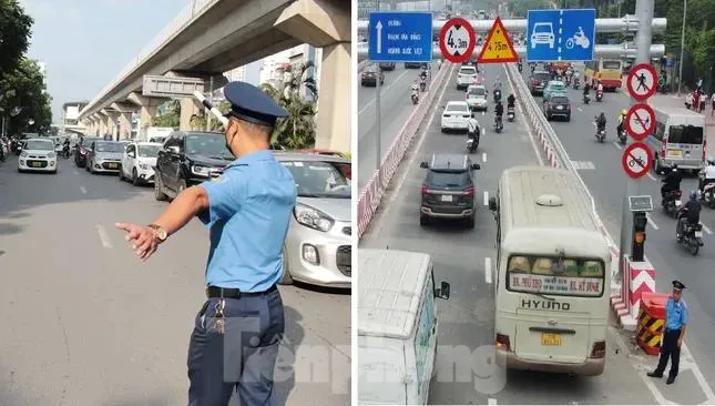 Hà Nội tách dòng ô tô, xe máy bằng dải phân cách cứng trên đường Phạm Văn Đồng và Võ Chí Công ảnh 1