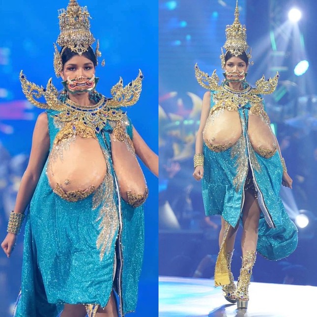 Khán giả giật mình trước trang phục dân tộc ngực trần khổng lồ ở Hoa hậu Hoàn vũ Thái Lan ảnh 9