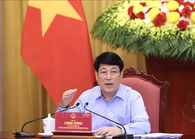 Chủ tịch nước Lương Cường làm việc với Văn phòng Chủ tịch nước về các nhiệm vụ trọng tâm thời gian tới ảnh 1