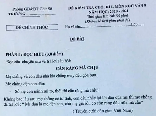 Giáo viên ở Gia Lai ra đề Ngữ văn có nội dung nhạy cảm ảnh 1