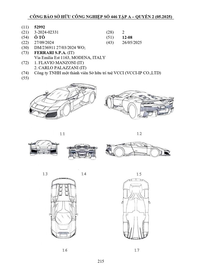 Siêu xe mạnh nhất của Ferrari được đăng ký kiểu dáng ở Việt Nam ảnh 1