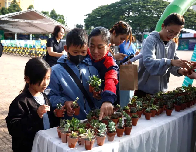 Náo nức đổi pin, chai nhựa lấy cây xanh ảnh 1