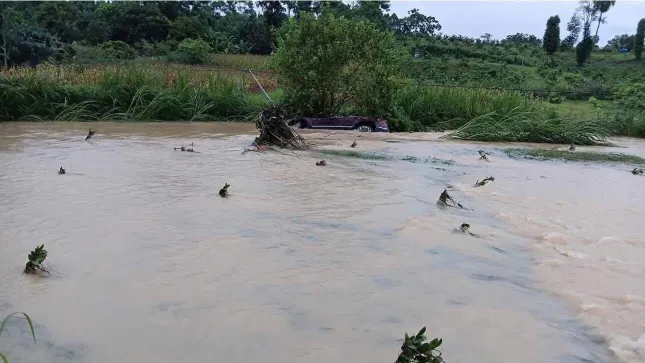 Tuyên Quang: Ô tô chở 5 người trôi cả trăm mét trong dòng nước lũ ảnh 1