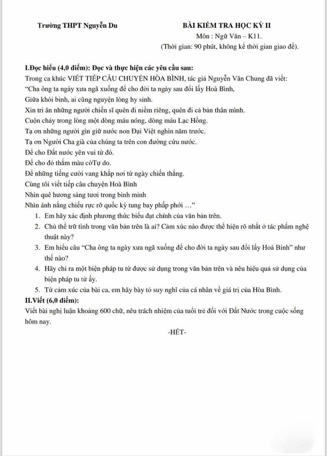Ca khúc hàng tỷ lượt xem của nhạc sĩ Nguyễn Văn Chung vào đề thi văn, khán giả nói &apos;khó được điểm cao&apos; ảnh 2