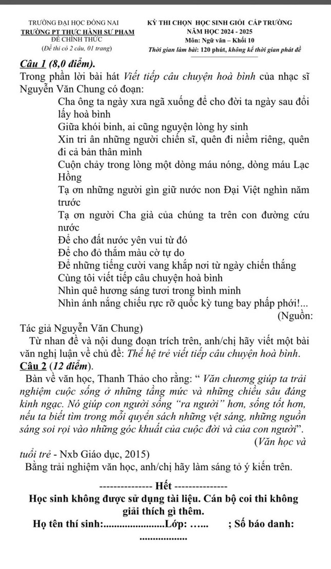 Ca khúc hàng tỷ lượt xem của nhạc sĩ Nguyễn Văn Chung vào đề thi văn, khán giả nói &apos;khó được điểm cao&apos; ảnh 1