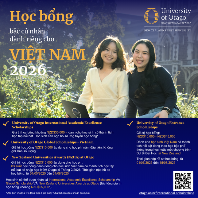 Cơ hội nhận học bổng độc quyền lên đến 1 tỷ đồng từ đại học lâu đời nhất New Zealand ảnh 1