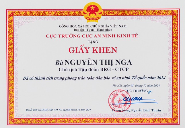 Tập đoàn BRG nhận giấy khen trong phong trào 'Toàn dân Bảo vệ An ninh Tổ quốc năm 2024' ảnh 2