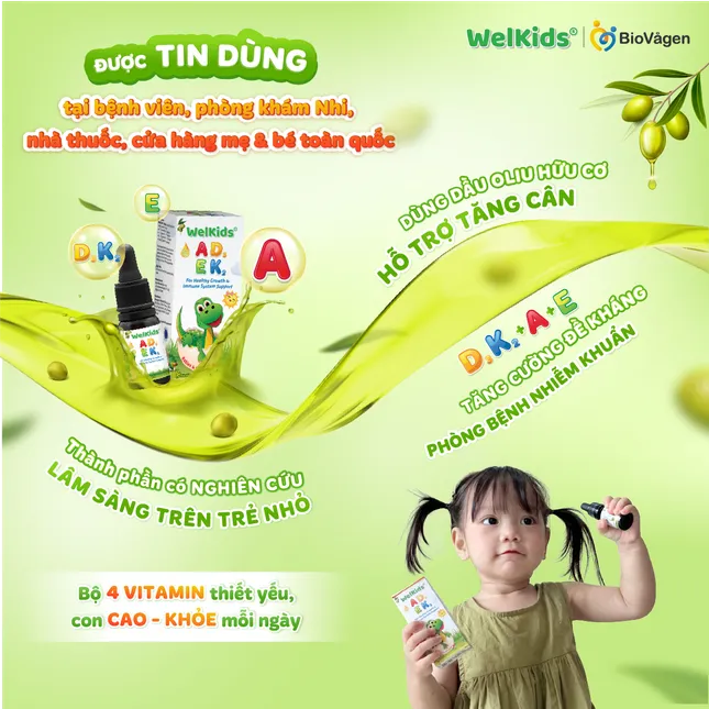 WelKids ADEK bổ sung D3K2 + Vitamin A, E giúp con Cao - Khỏe ảnh 2
