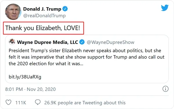 Khổ như Tổng thống Trump: Cảm ơn chị ruột lên mạng ủng hộ mình, ai ngờ đó là tài khoản dỏm ảnh 2