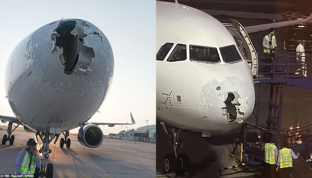 Máy bay IndiGo Airlines bị mưa đá dội &apos;vỡ đầu&apos; ảnh 1