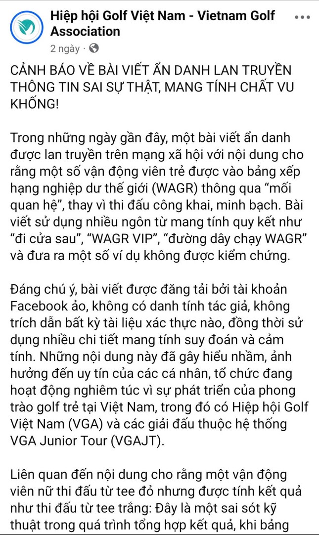 Nghi vấn golfer Việt Nam có tên trên bảng xếp hạng golf nghiệp dư thế giới theo cách thiếu trung thực ảnh 2