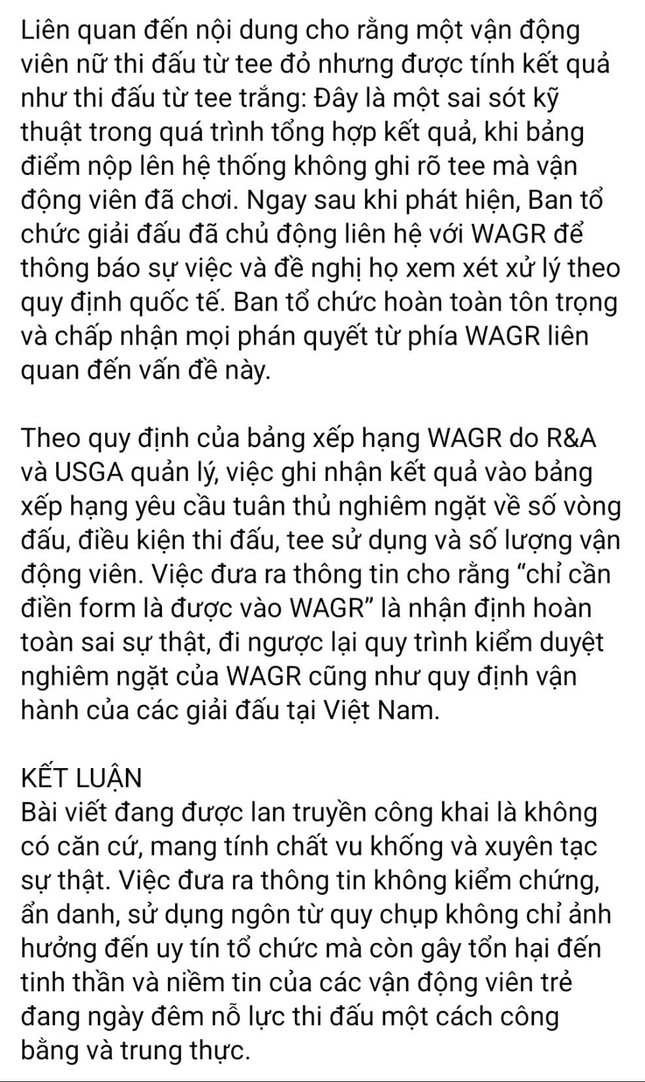 Nghi vấn golfer Việt Nam có tên trên bảng xếp hạng golf nghiệp dư thế giới theo cách thiếu trung thực ảnh 3