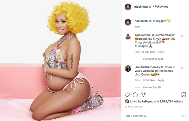 Nicki Minaj gây bão Instagram với hình ảnh bà bầu sang chảnh, thu về hơn 20 triệu like ảnh 1