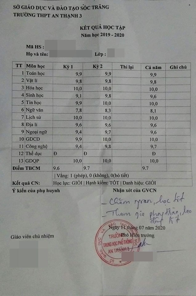 Teen Sóc Trăng “lộ” bảng điểm trung bình năm đạt 9.7, dân mạng chỉ biết thốt lên: Quá nể! ảnh 1