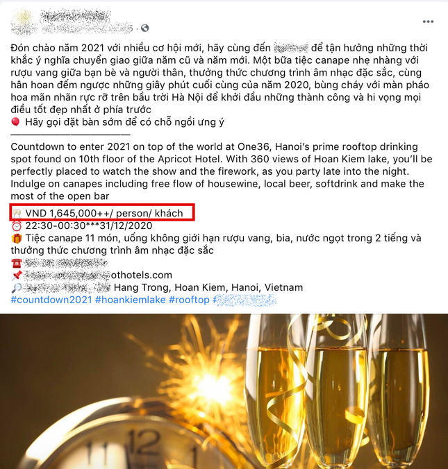 Giá đặt chỗ ngắm pháo hoa đón Giao thừa 2021 ở Hà Nội có thể lên tới gần 2 triệu đồng ảnh 1