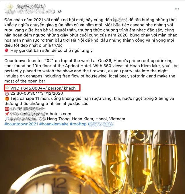 Giá đặt chỗ ngắm pháo hoa đón Giao thừa 2021 ở Hà Nội có thể lên tới gần 2 triệu đồng ảnh 1
