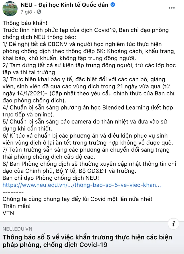 Hai trường cho học sinh nghỉ học vì có học sinh là F1, F2 - Loạt trường cho nghỉ Tết luôn ảnh 3