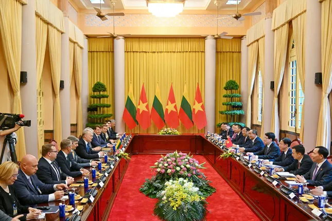 Chủ tịch nước Lương Cường chủ trì Lễ đón Tổng thống Litva thăm chính thức Việt Nam ảnh 13