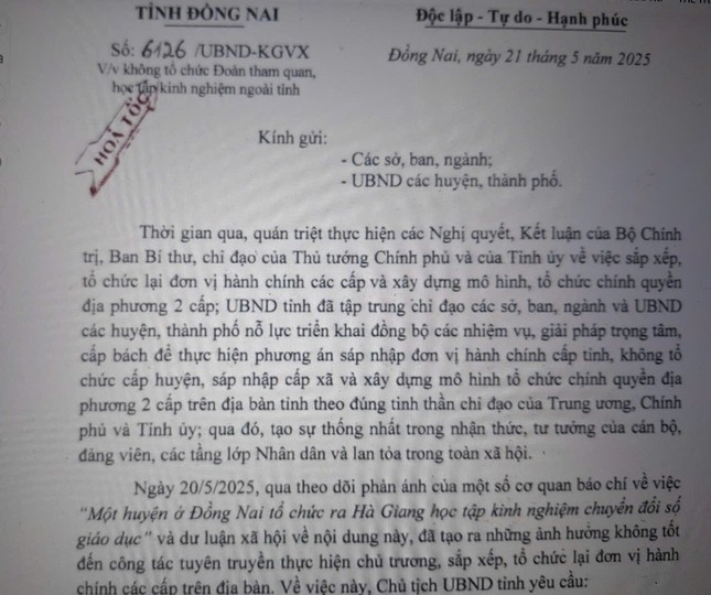 Đồng Nai: Phê bình 1 chủ tịch huyện vì cho cán bộ đi Hà Giang học tập chuyển đổi số ảnh 1