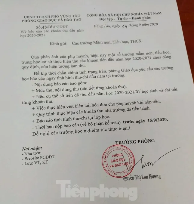 Lạm thu đầu năm học, TP Vũng Tàu yêu cầu chấn chỉnh ảnh 1