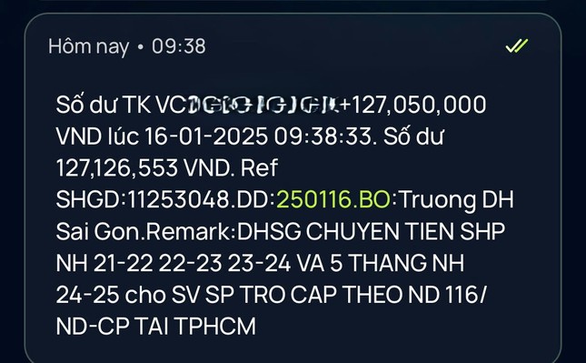 Tài khoản của nhiều sinh viên sư phạm bất ngờ nhận hơn 127 triệu đồng ảnh 1