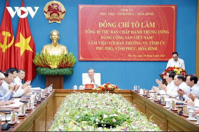Tổng Bí thư Tô Lâm làm việc với Ban Thường vụ Tỉnh ủy Phú Thọ, Vĩnh Phúc, Hòa Bình ảnh 1
