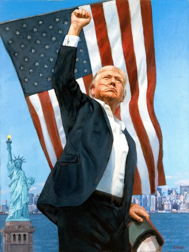 Bức tranh Tổng thống Putin tặng ông Trump ảnh 1