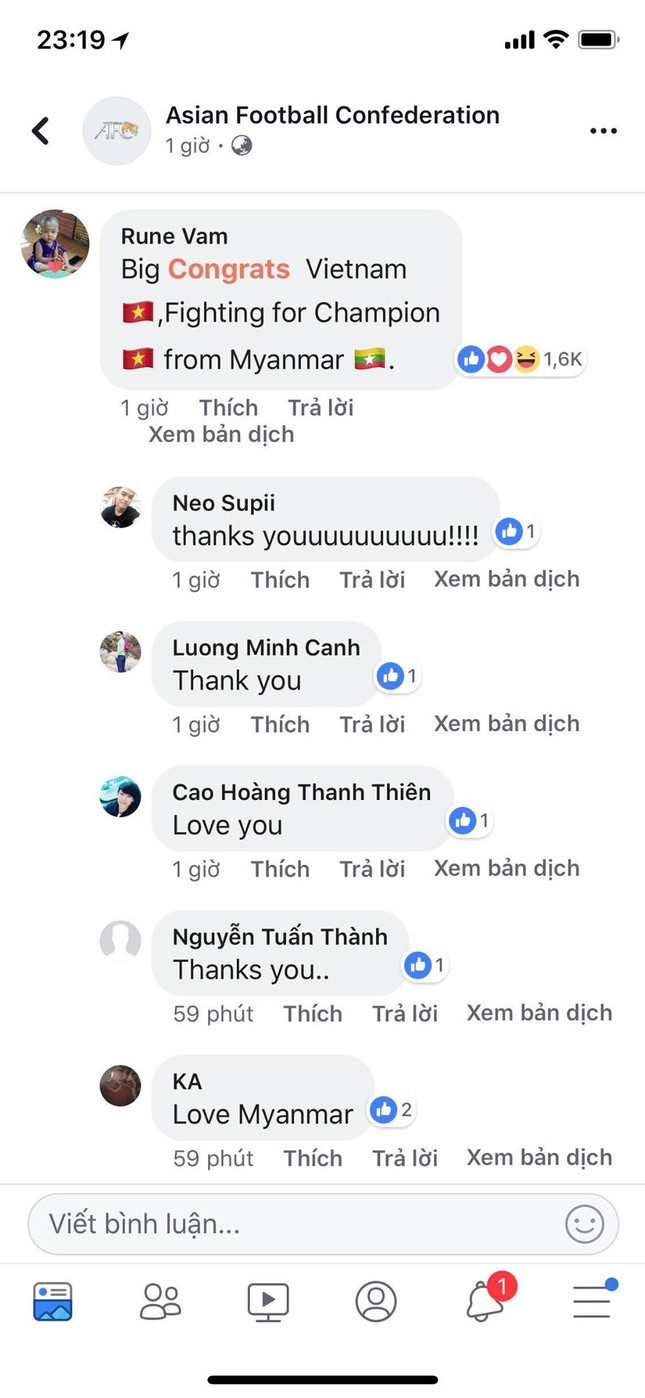 Fanpage Liên đoàn bóng đá châu Á ngập tràn lời chúc mừng đội tuyển Việt Nam ảnh 3