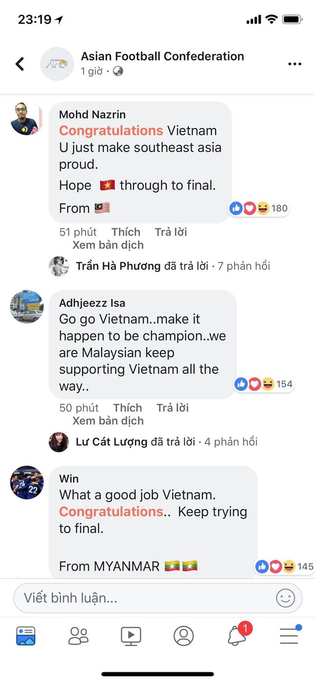 Fanpage Liên đoàn bóng đá châu Á ngập tràn lời chúc mừng đội tuyển Việt Nam ảnh 5