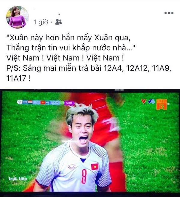 Việt Nam thắng tứ kết, giáo viên miễn kiểm tra bài cũ, cộng điểm cho những ai tên Toàn ảnh 1