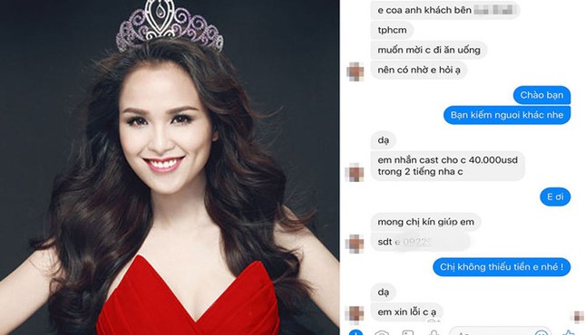 Hoa hậu Diễm Hương tung tin nhắn được "mời đi uống nước" giá 40.000 USD ảnh 1