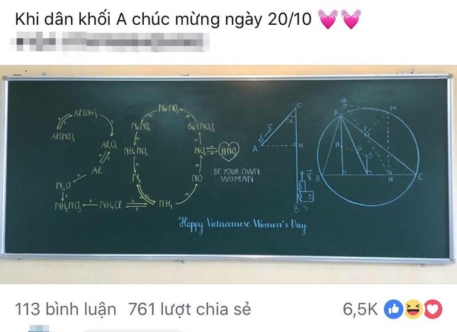 Nam sinh viết phương trình Hóa học kết hợp Toán tặng bạn nữ dịp 20/10 khiến dân mạng xuýt xoa ảnh 1