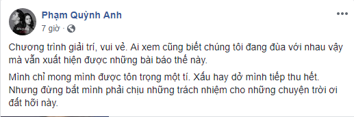 Phạm Quỳnh Anh bức xúc lên tiếng trước thông tin không đúng sau khi tham gia gameshow ảnh 3