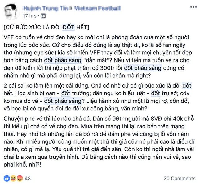 Bức xúc chuyện mua vé, CĐV tính đốt pháo sáng ở sân Mỹ Đình ảnh 3