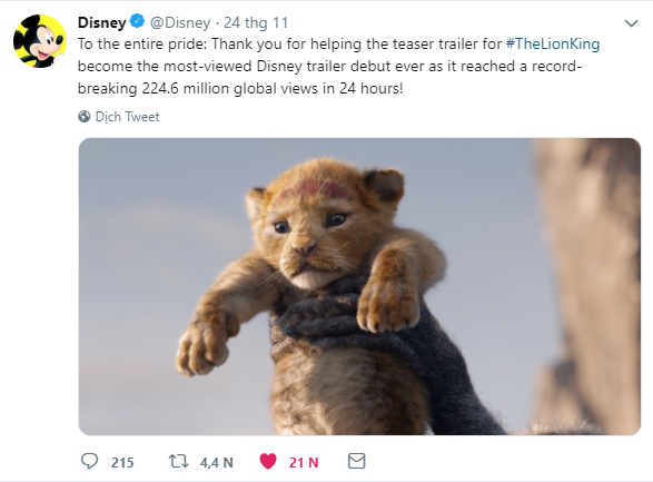 “The Lion King” remake đánh bại "Biệt đội siêu anh hùng" vì thành tích xem trailer khủng ảnh 2