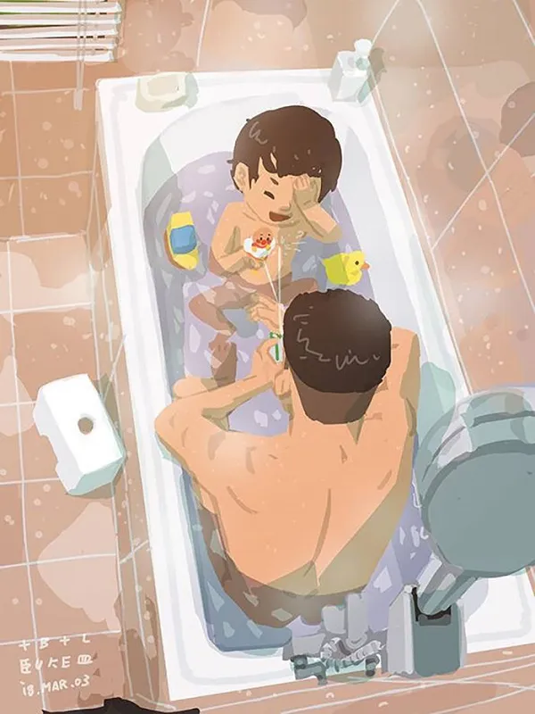 Cảm động bộ tranh "Gà trống nuôi con" của ông bố đơn thân: Con là tất cả của bố! ảnh 3