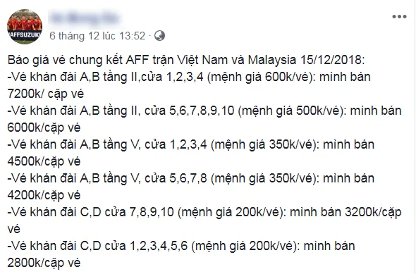 "Chợ vé online" trận chung kết Việt Nam - Malaysia sôi nổi, ngoài tầm kiểm soát ảnh 7