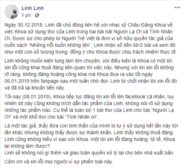 Tác giả bài thơ "truyền cảm hứng" cho Châu Đăng Khoa trả lại tiền tác quyền, tuyên bố khởi kiện ảnh 3