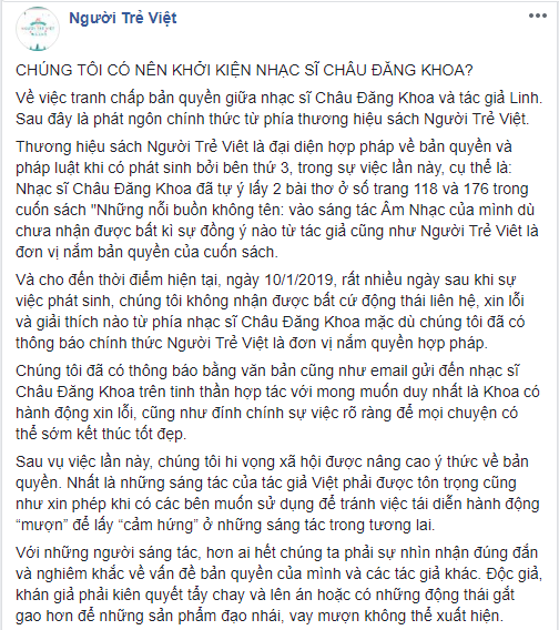 NXB tập thơ Châu Đăng Khoa "lấy cảm hứng": "Nếu không phản hồi thỏa đáng sau 5 ngày sẽ khởi kiện" ảnh 4