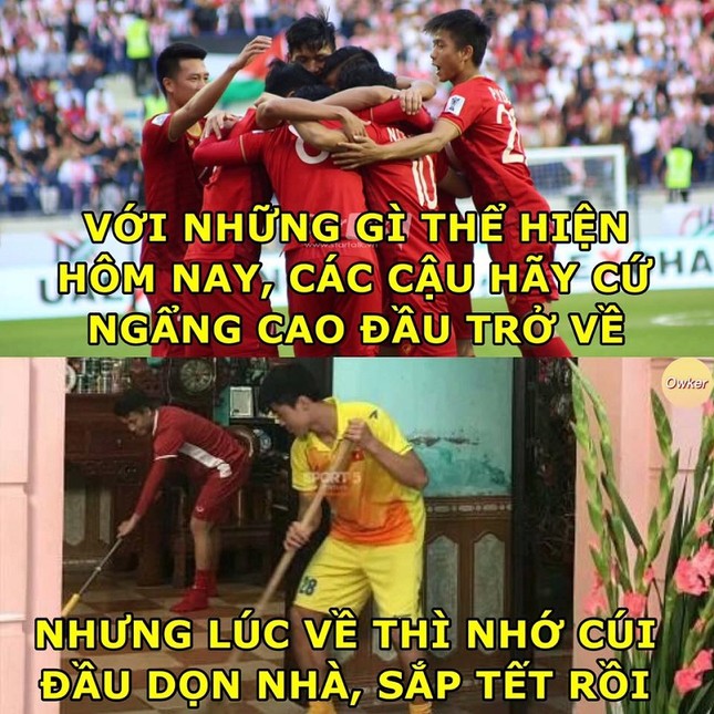 Cười té ghế với loạt ảnh chế các cầu thủ Việt về ăn Tết sớm, dọn nhà cho gia đình ảnh 4