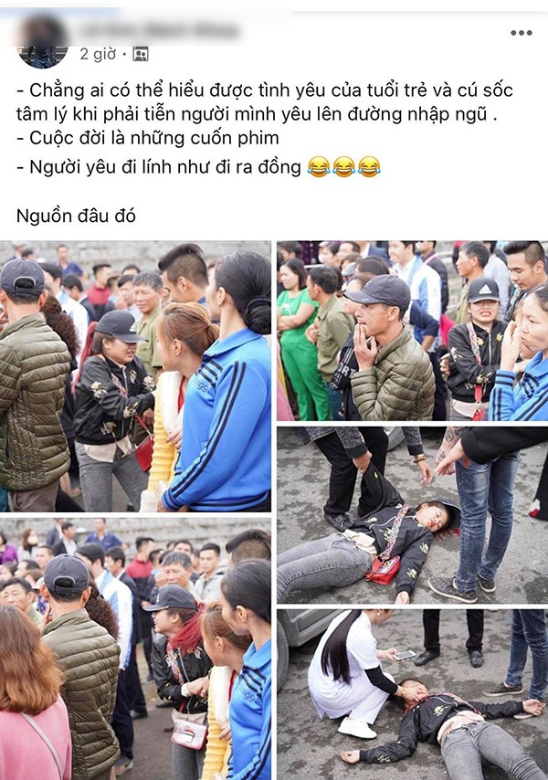 Thực hư chuyện cô gái khóc ngất đến co giật khi tiễn người yêu đi nghĩa vụ quân sự ảnh 1