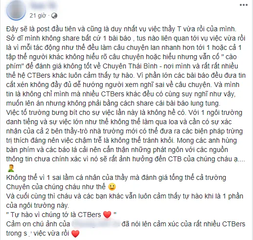 Teen Thái Bình trải lòng vụ thầy giáo "gạ tình": "Xin đừng đánh giá tập thể vì sai lầm cá nhân" ảnh 3