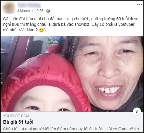 Hiện tượng YouTube "Bà già 61 tuổi" 1 tuần kiếm triệu view, Misthy sắp có đối thủ? ảnh 1
