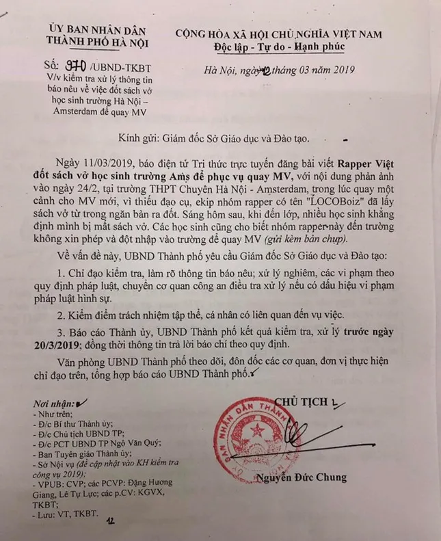 Vụ rapper bị tố đốt sách vở học sinh: Nếu có vi phạm chuyển công an ảnh 1