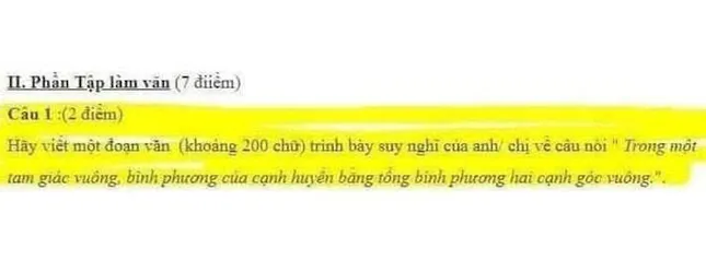 Đưa định lý Pitago vào đề Văn, cô giáo ngỡ ngàng khi nhận được bài làm của học sinh ảnh 1